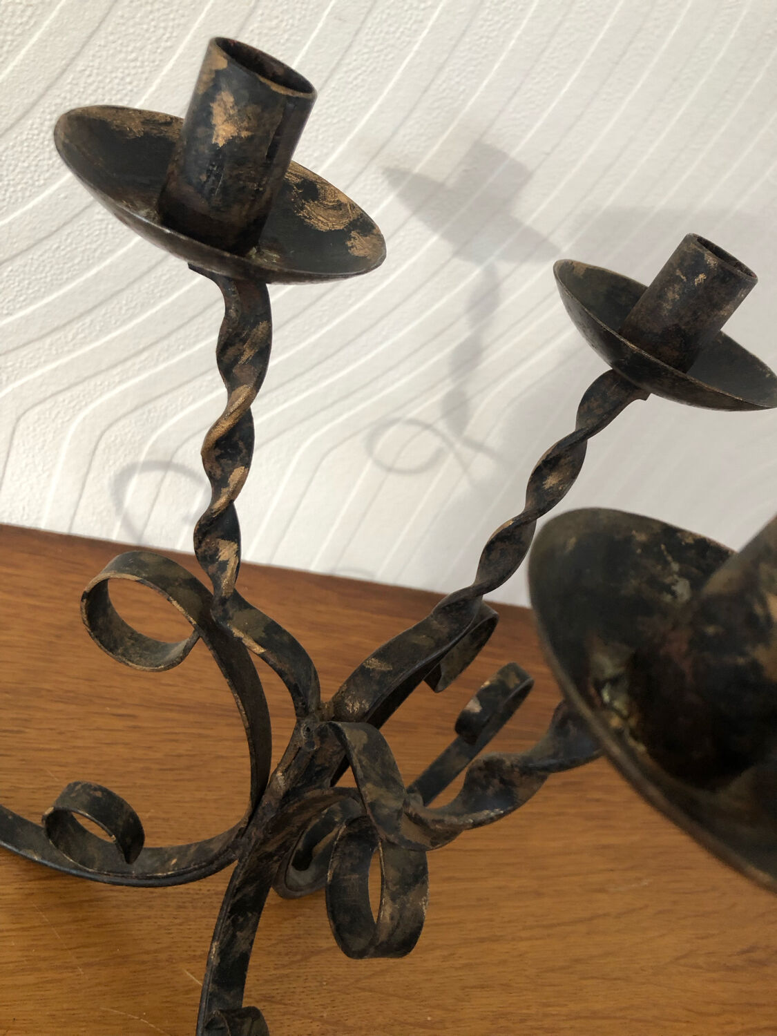 Vintage forged 3 candle holder