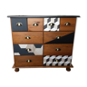 Renovated chest of drawers 10 drawers black and wood