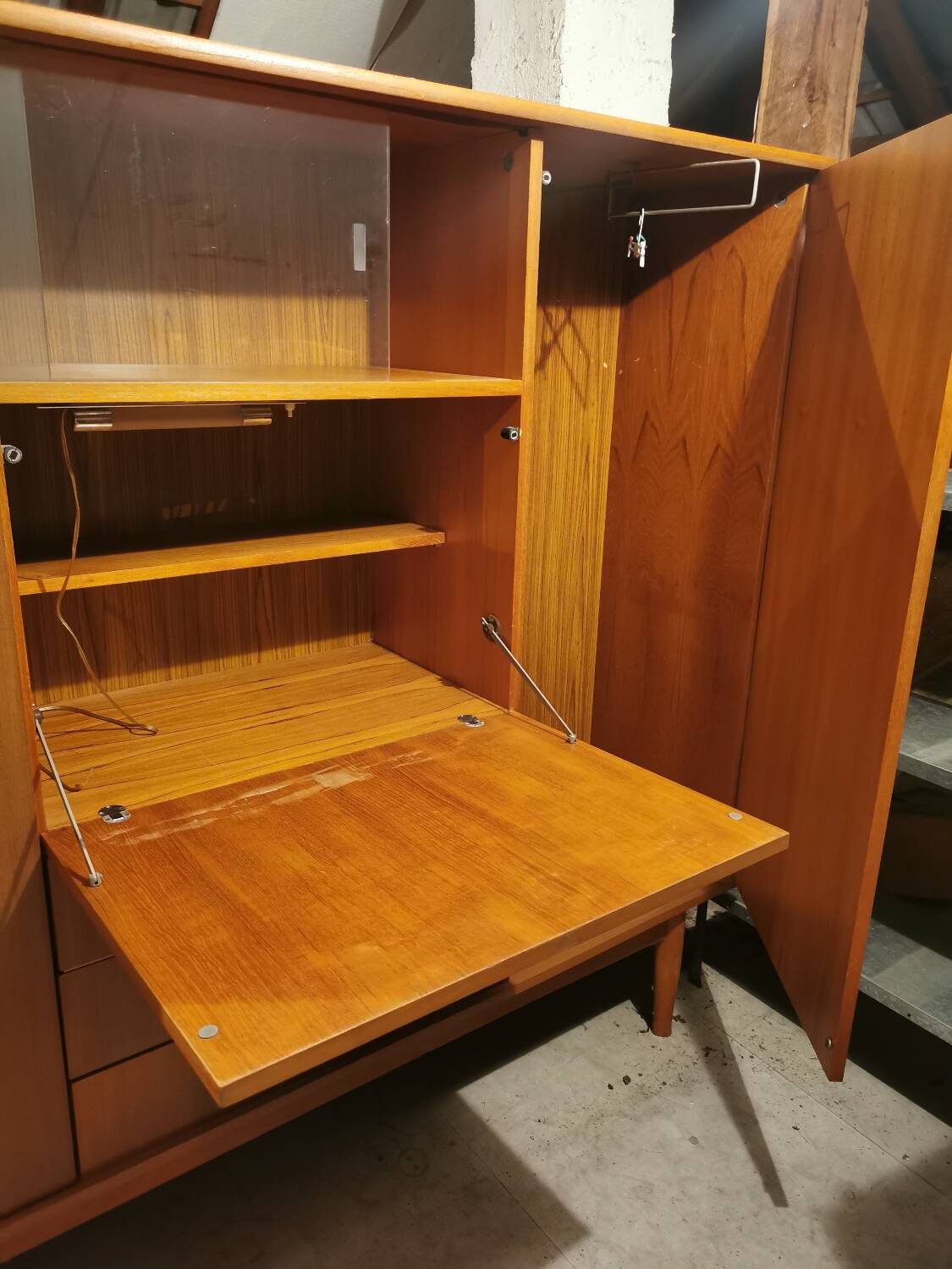 Large Scandinavian secretary cabinet in teak