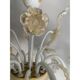 Murano Glass Chandelier in Milky and Gold with Flowers and Leaves