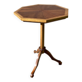 Vintage 1950s wooden tripod side table with octagonal top