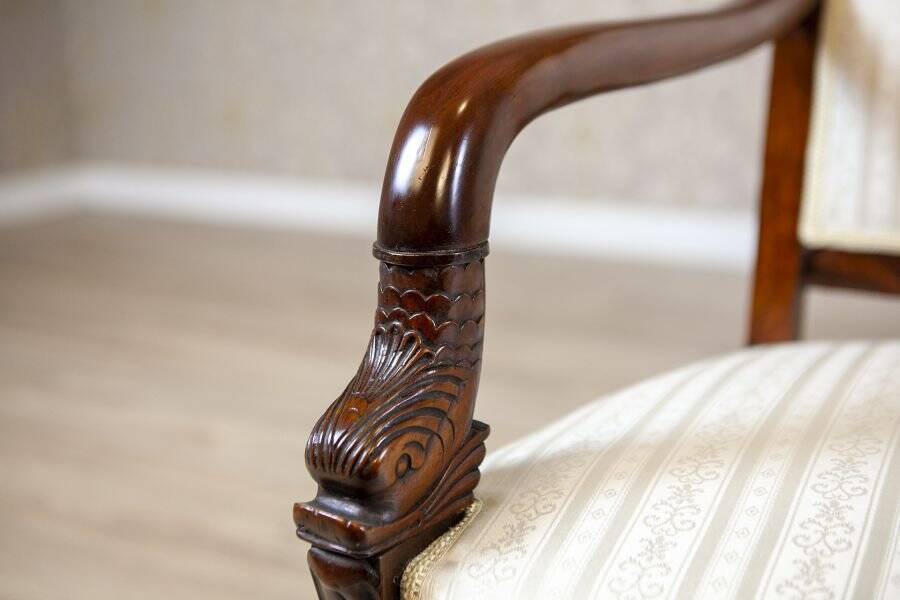 Antique Biedermeier Mahogany Armchair, 1890s