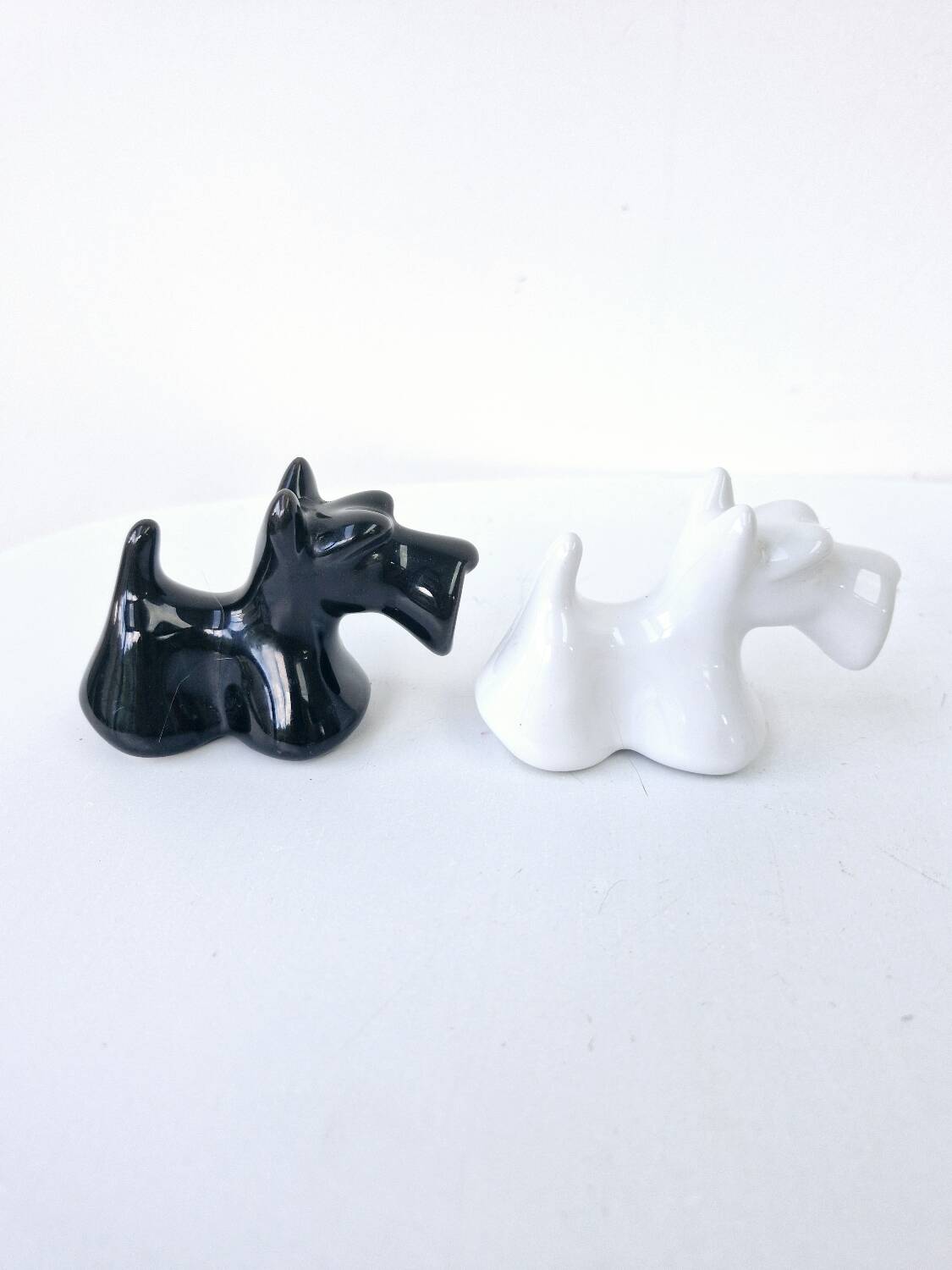 Black And White Scottish Terrier Dog Ceramic Salt And Pepper Shakers