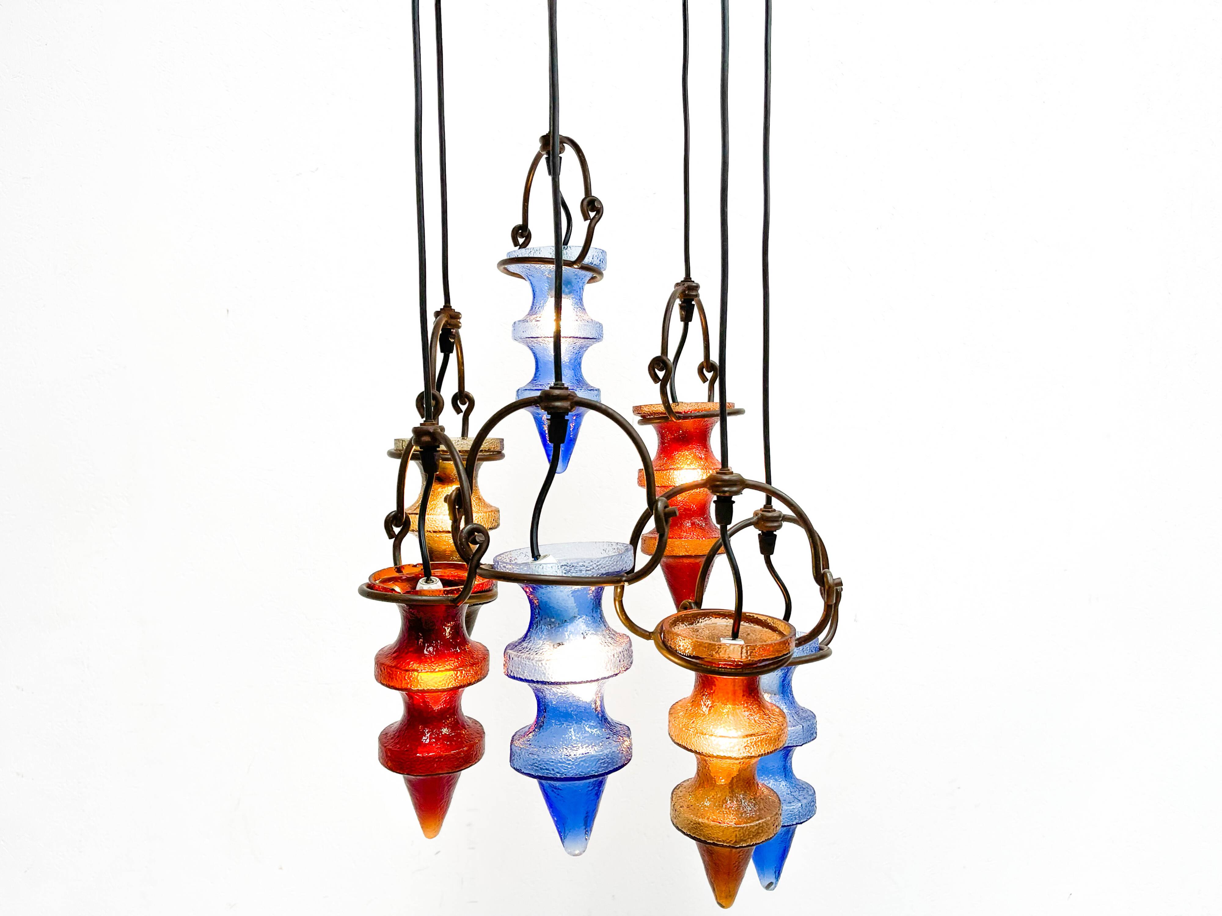 Colorful glass chandelier by Nanny Still for Massive