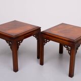 Drexel Chippendale pair Mahogany Sofa Tables 1970s USA