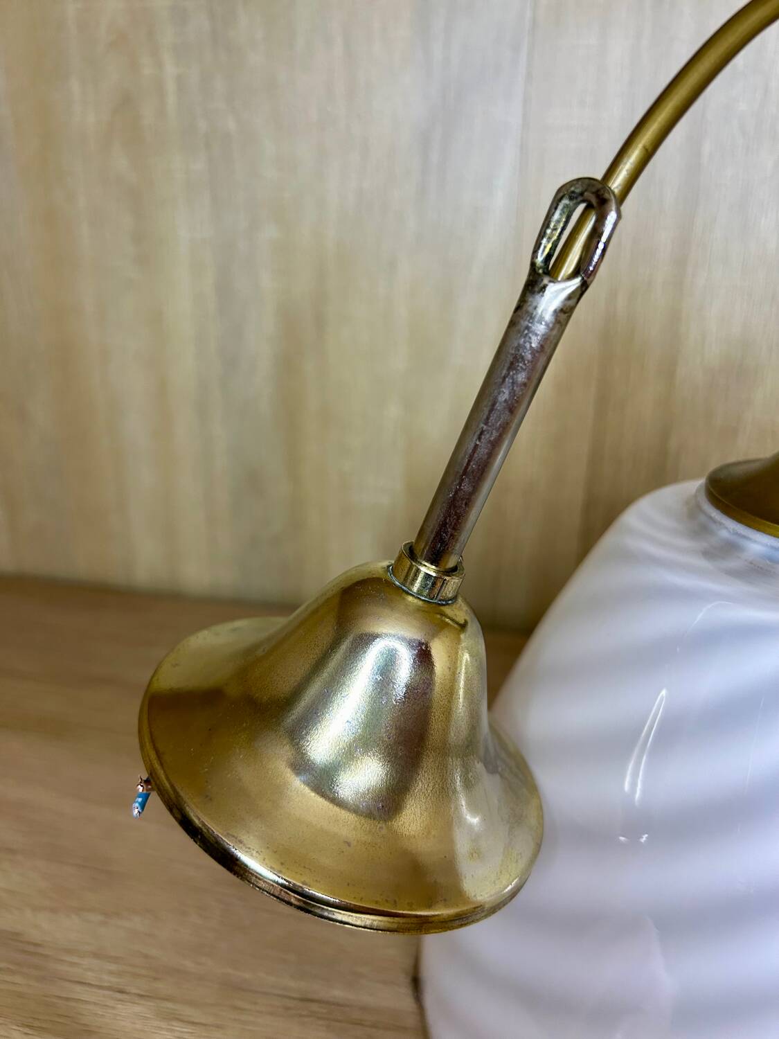 Lampe Suspension Murano Verre Blanc Et Caramel