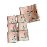 Nappe à thé brodée vintage et serviettes