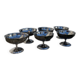 6 stainless steel cups on foot 1970