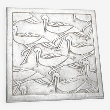 Dessous de plat carré 1960 cigognes argenté
