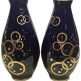 Duo de vase tulipe Gustave ASCH, bleu de Tours