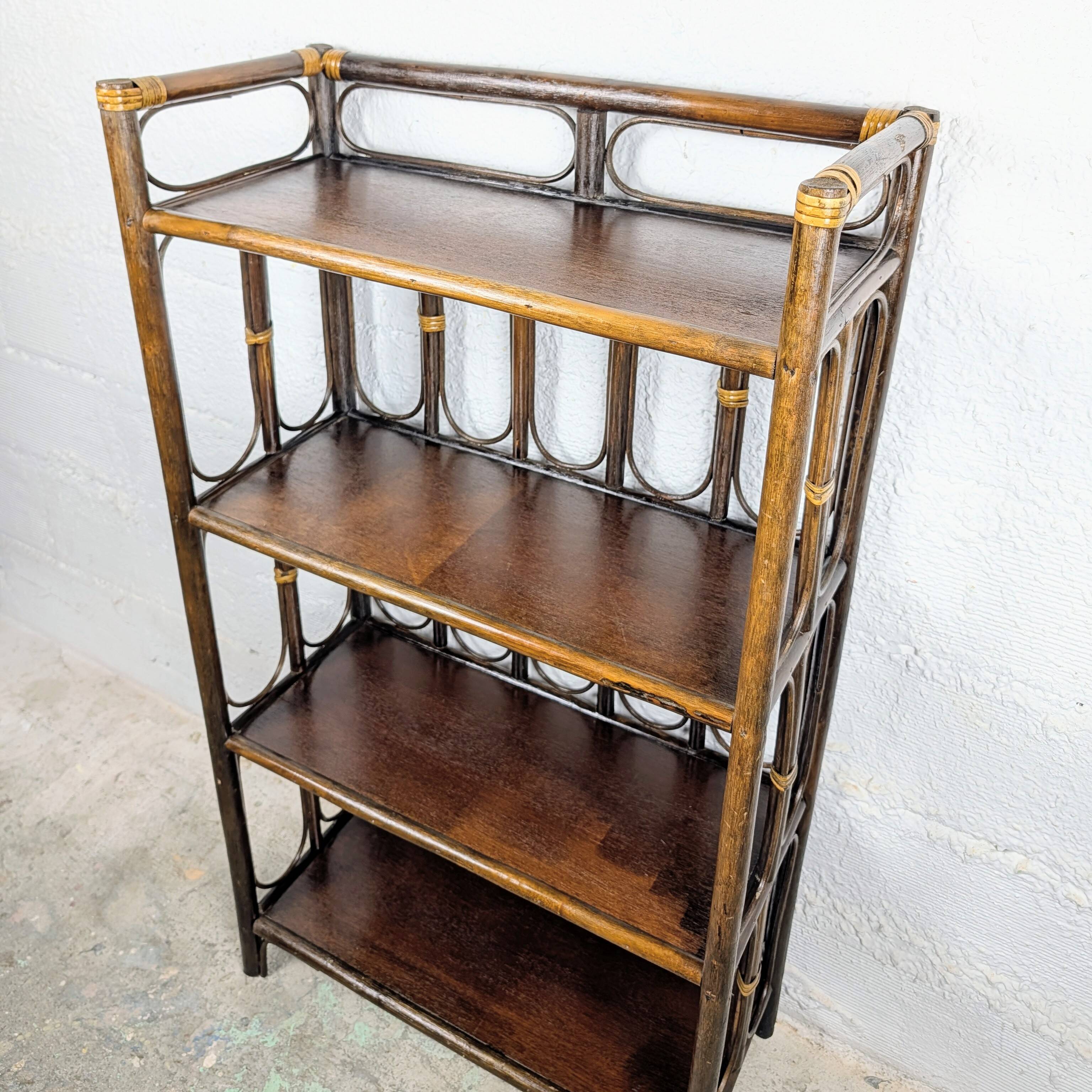 Brown rattan shelf
