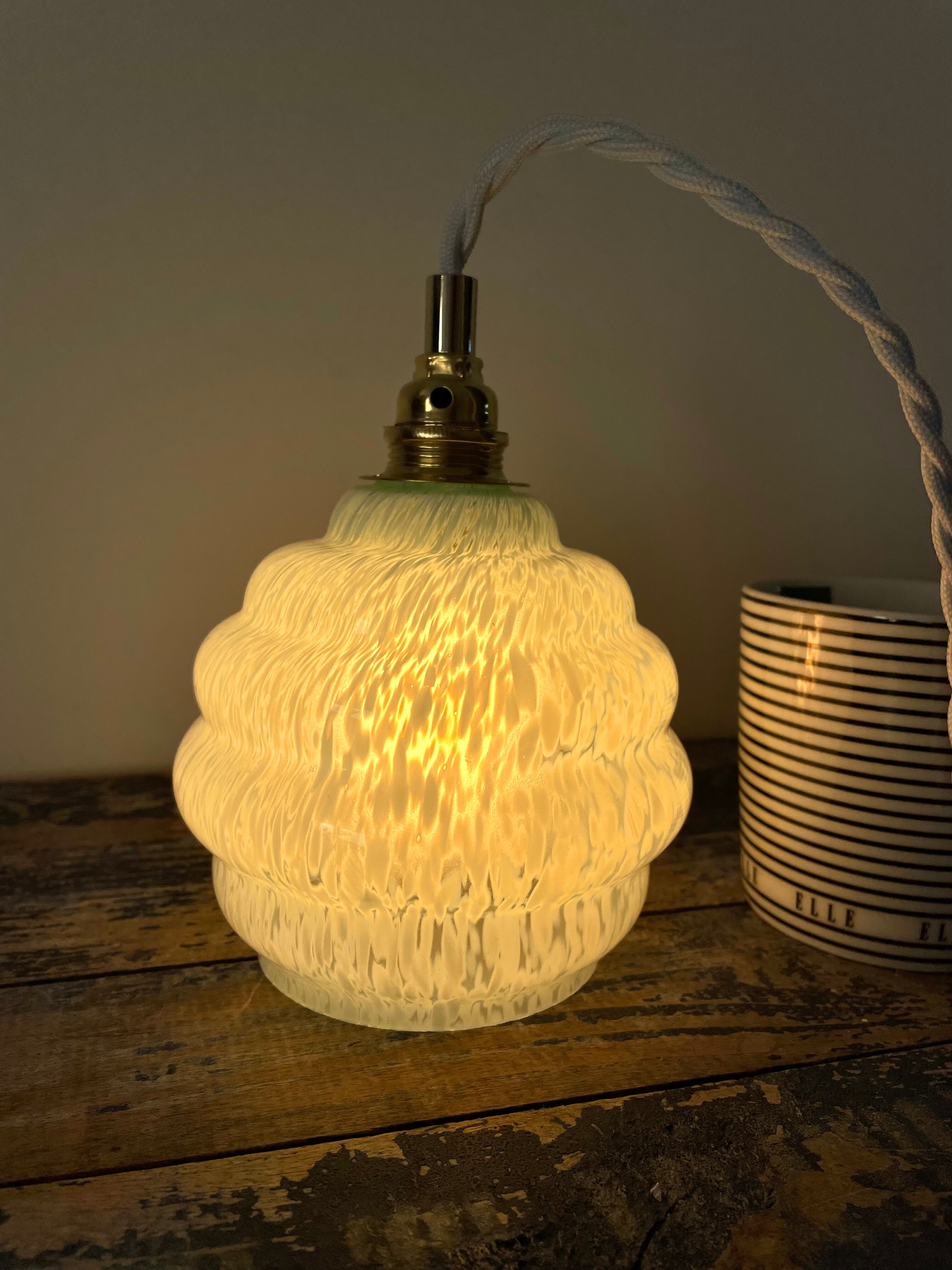 Electrified blue Art Deco walking lamp with new