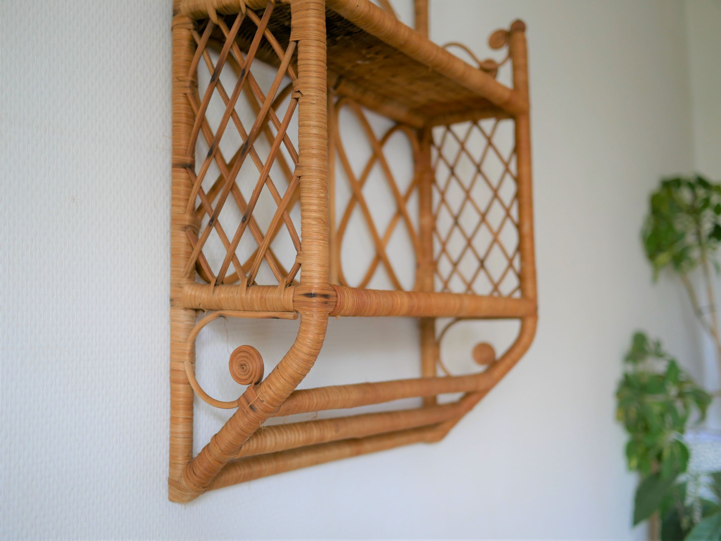 Rattan wall shelf