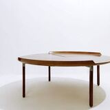 Mid-century wood and leather coffee table