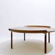 Mid-century wood and leather coffee table