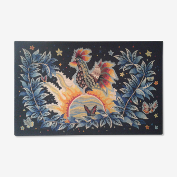 Mural tapestry "great rooster-sun and butterflies"