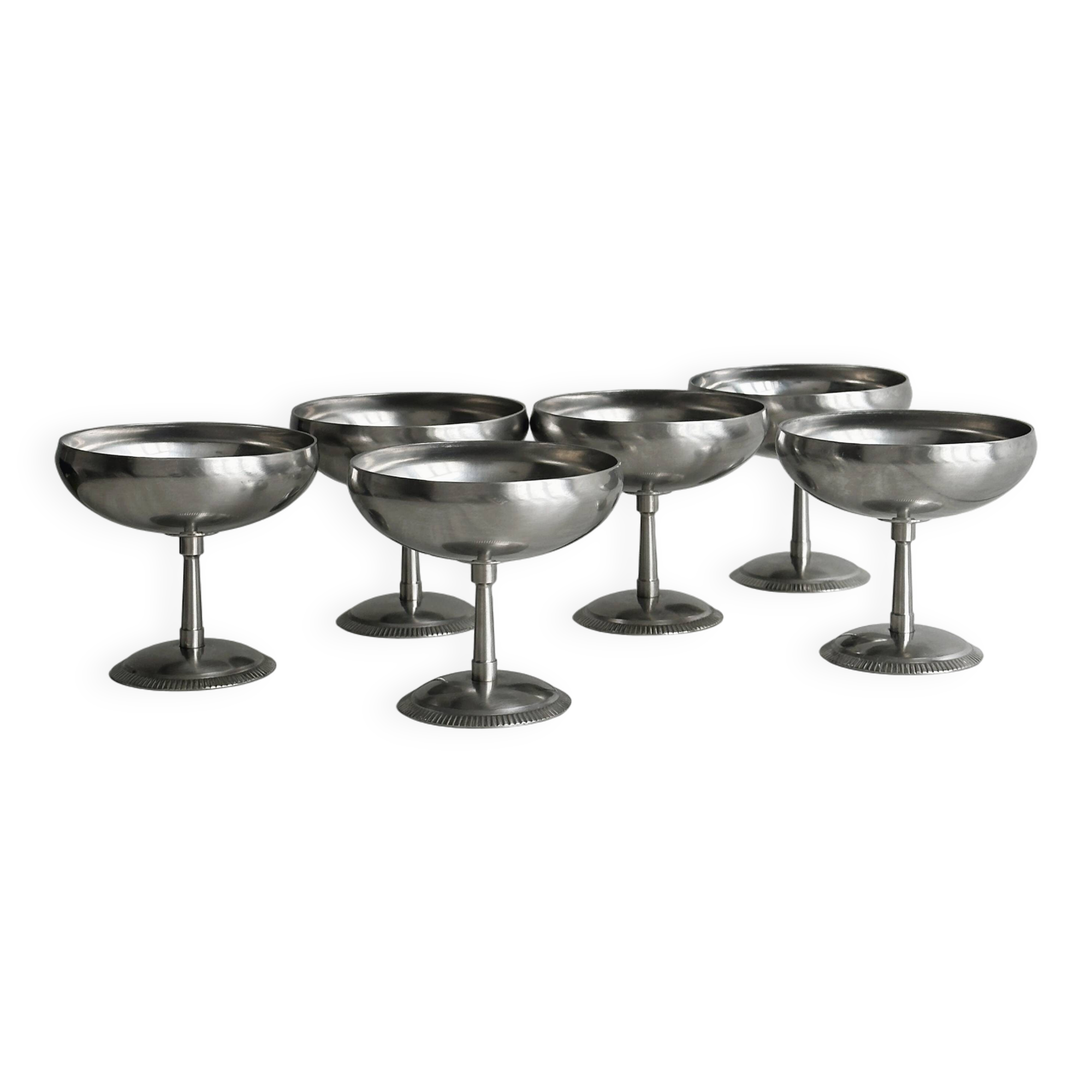 6 stainless steel footed bowls, Letang Remy style