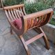 CURULE seat in antique Roman style, restored in teak wood and jacquard satin fabric