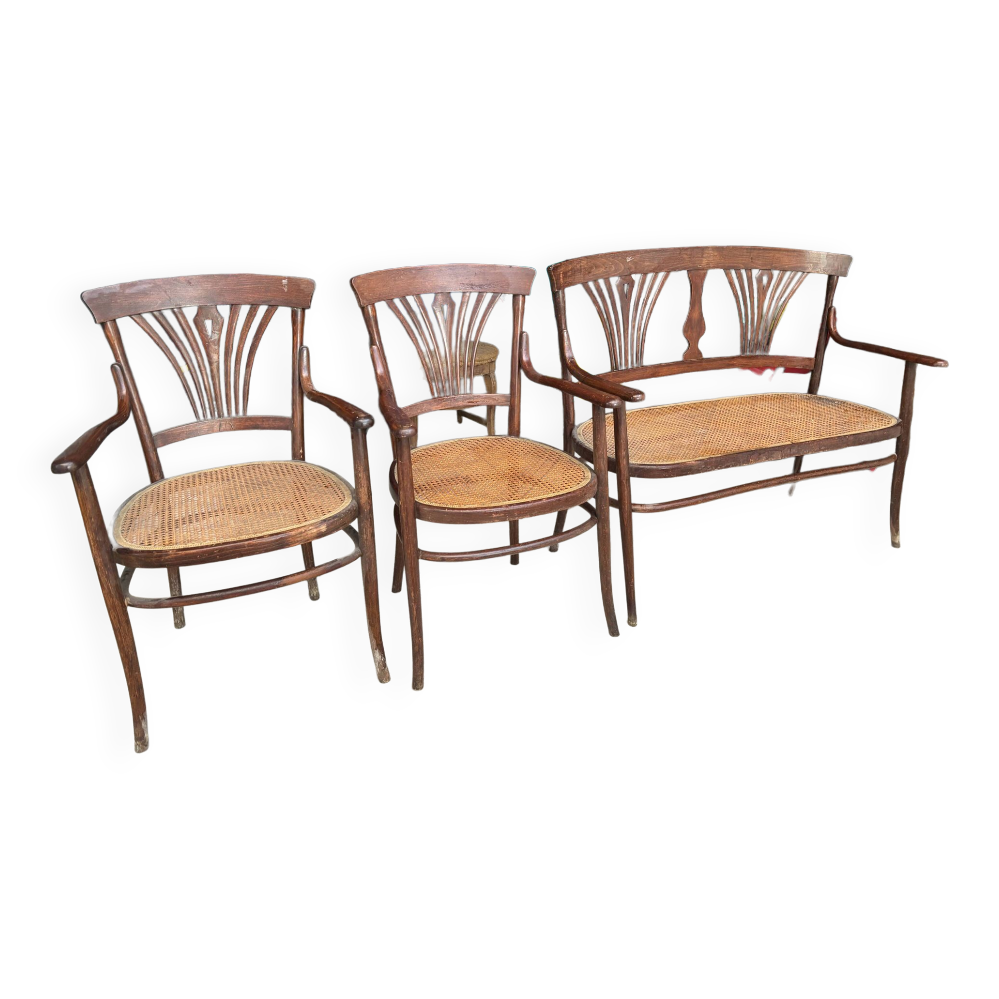 Set of 2 chairs and a Fischel armchair