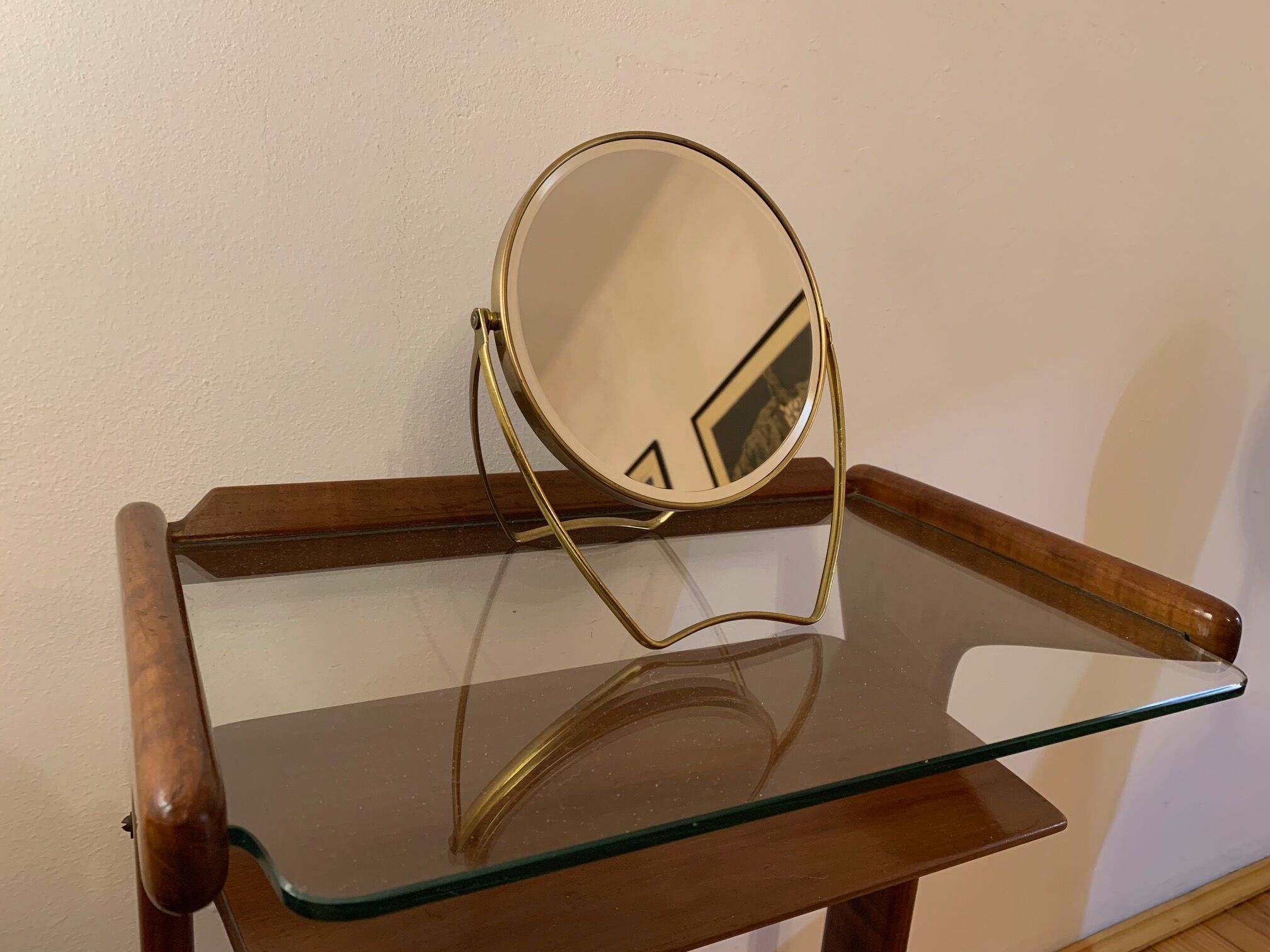 Miroir cosmétique Italie années 1960 18x21cm
