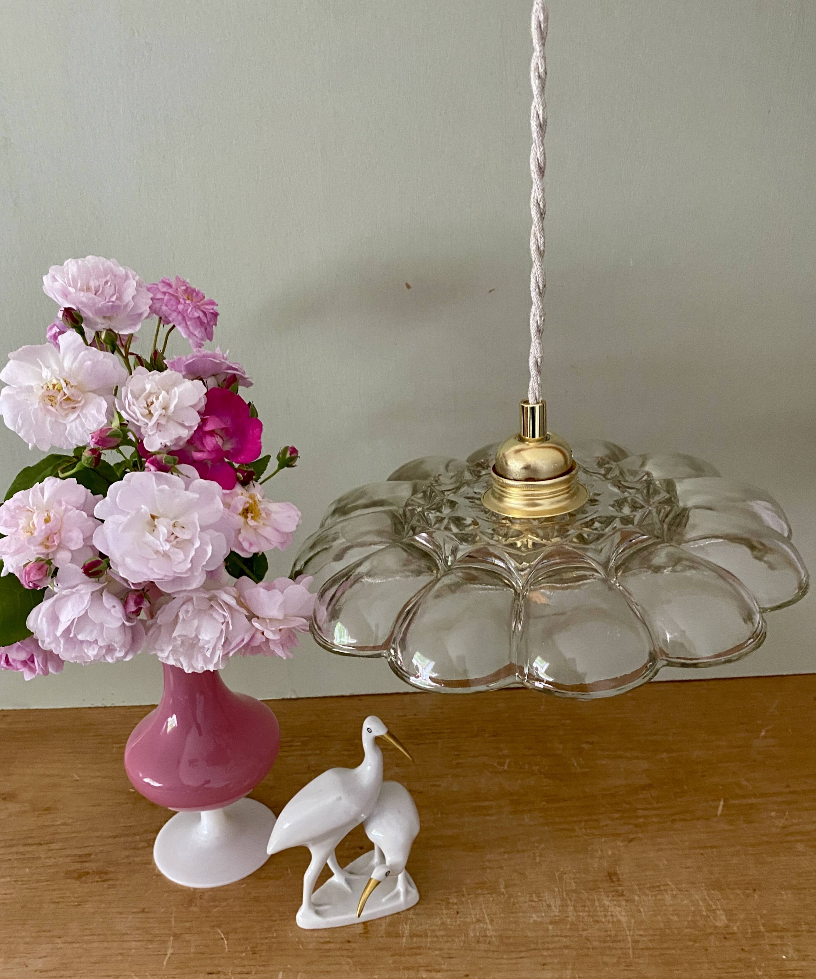 Vintage molded glass lampshade pendant light - tableware collection -