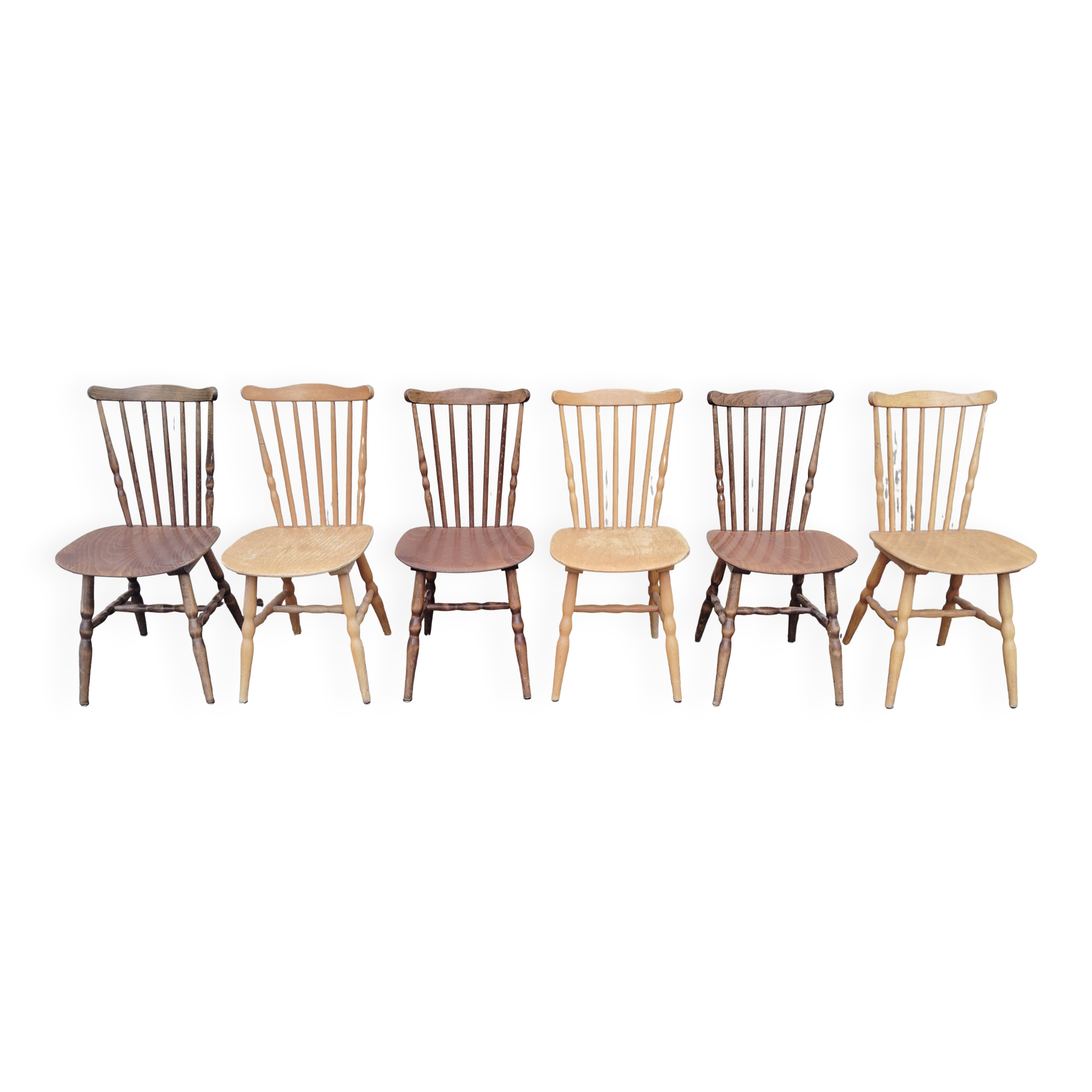 Set of 6 bistro/western Baumann Tacoma chairs in 2 shades.