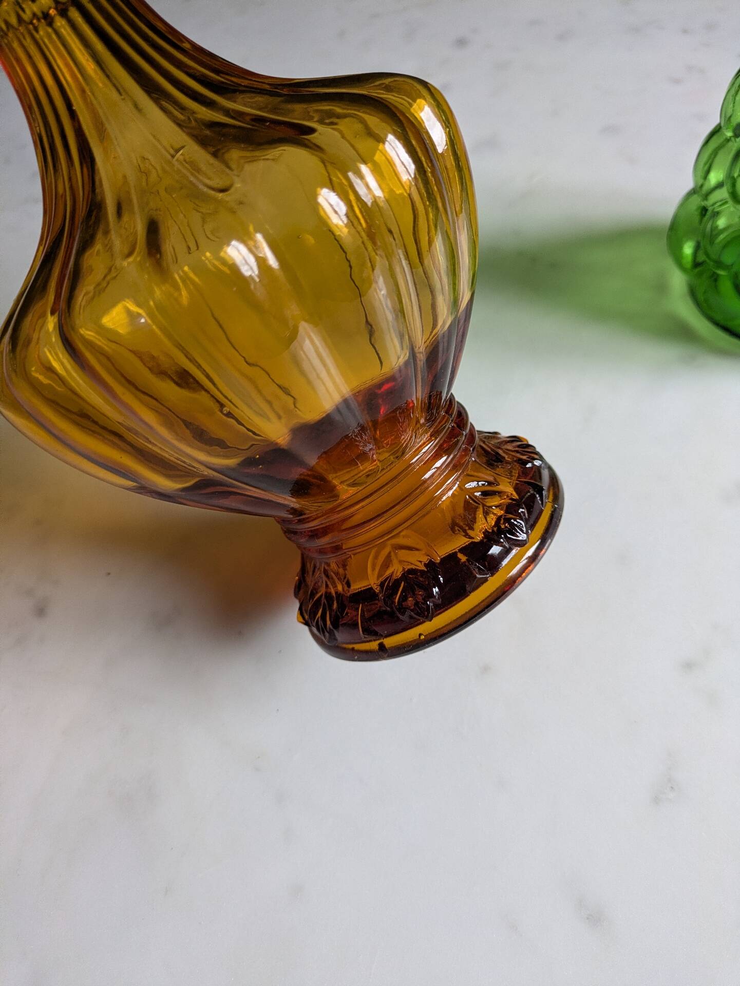 Pair of vintage Empoli style carafes from the 70s.