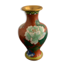Vase cloisonné rouge floral