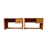 Pair of wicker and bamboo desks, Dal Vera, vintage