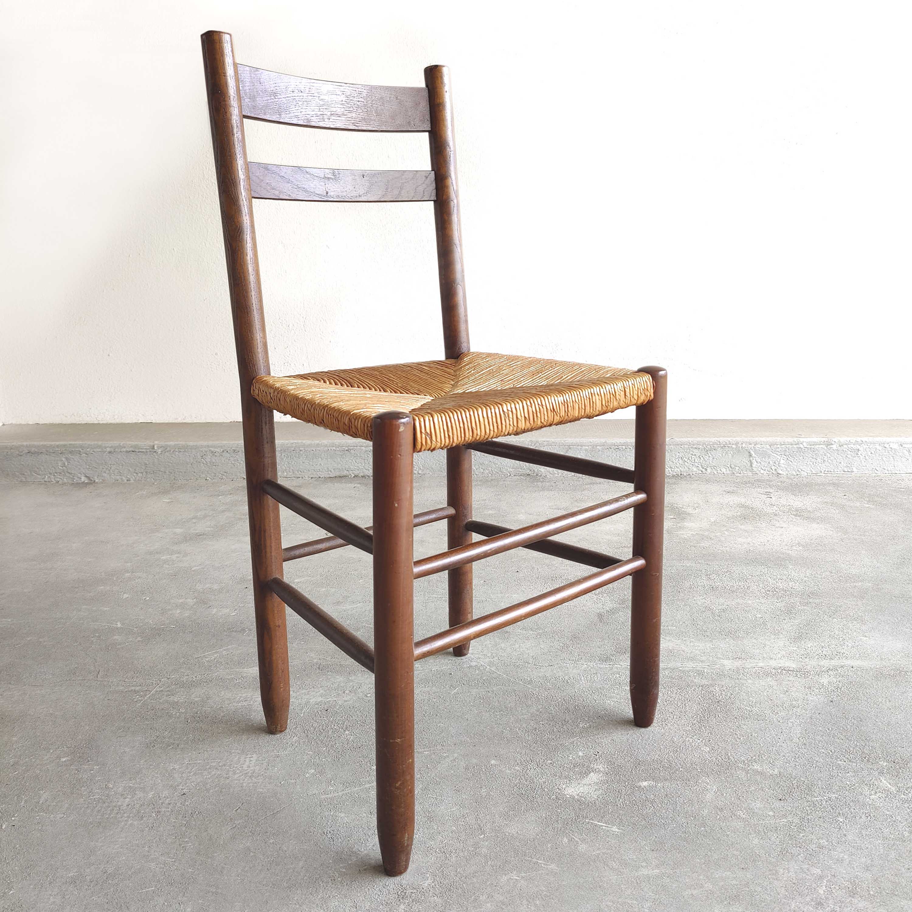 Vintage wood and straw chair