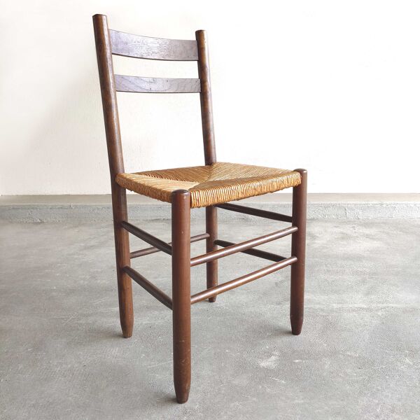 Chaise vintage bois et paille