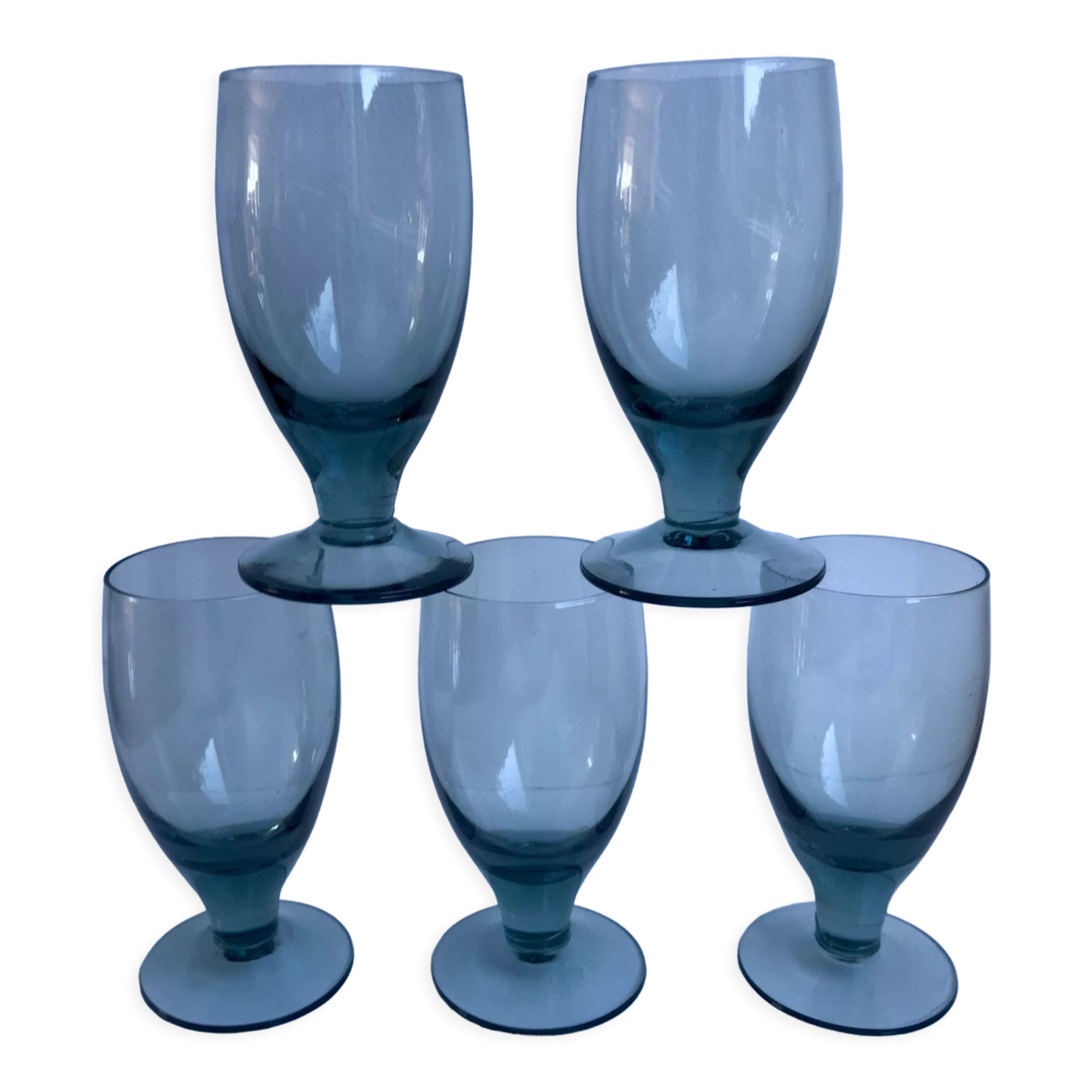 Set of 5 glasses with liqueur smoked glass design 70s