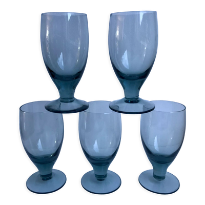 Lot de 5 verres à liqueur en verre fumé design années 70