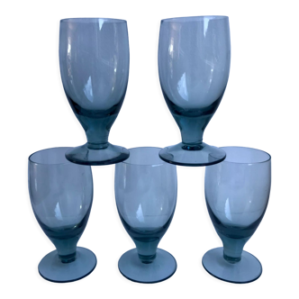 Lot de 5 verres à liqueur en verre fumé design années 70