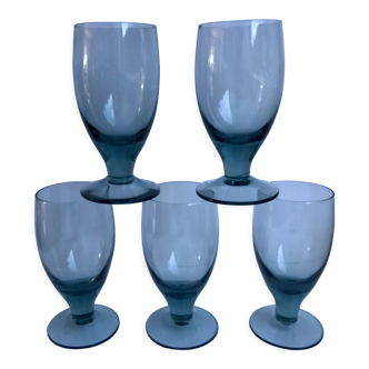 Set of 5 glasses with liqueur smoked glass design 70s