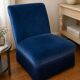Fauteuil crapaud en velours bleu