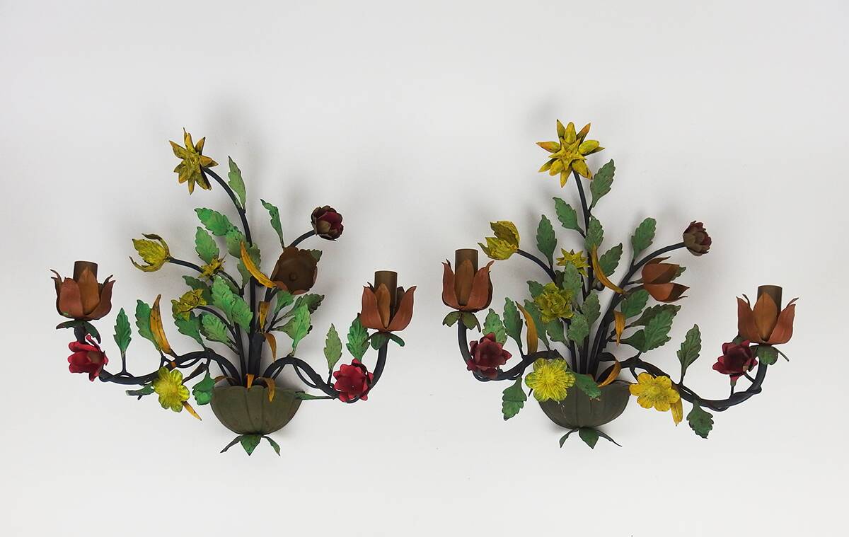 Paire d'appliques "Bouquet de fleurs"