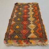 Vintage Turkish Mini Kilim 88x50 cm Wool Small Kelim Runner, shabby Chic