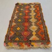 Vintage Turkish Mini Kilim 88x50 cm Wool Small Kelim Runner, shabby Chic