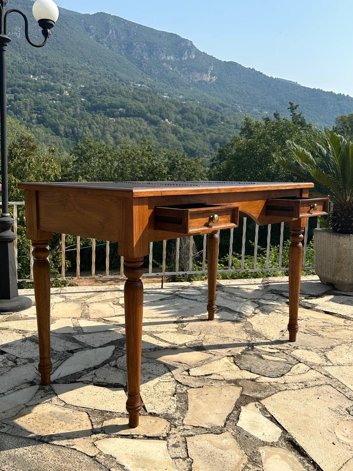 Louis XV style walnut desk, 20th century