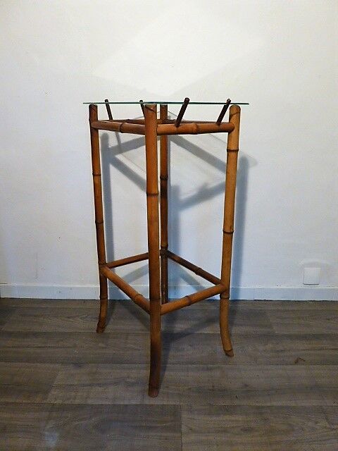 Bamboo console and glass tray 1970s