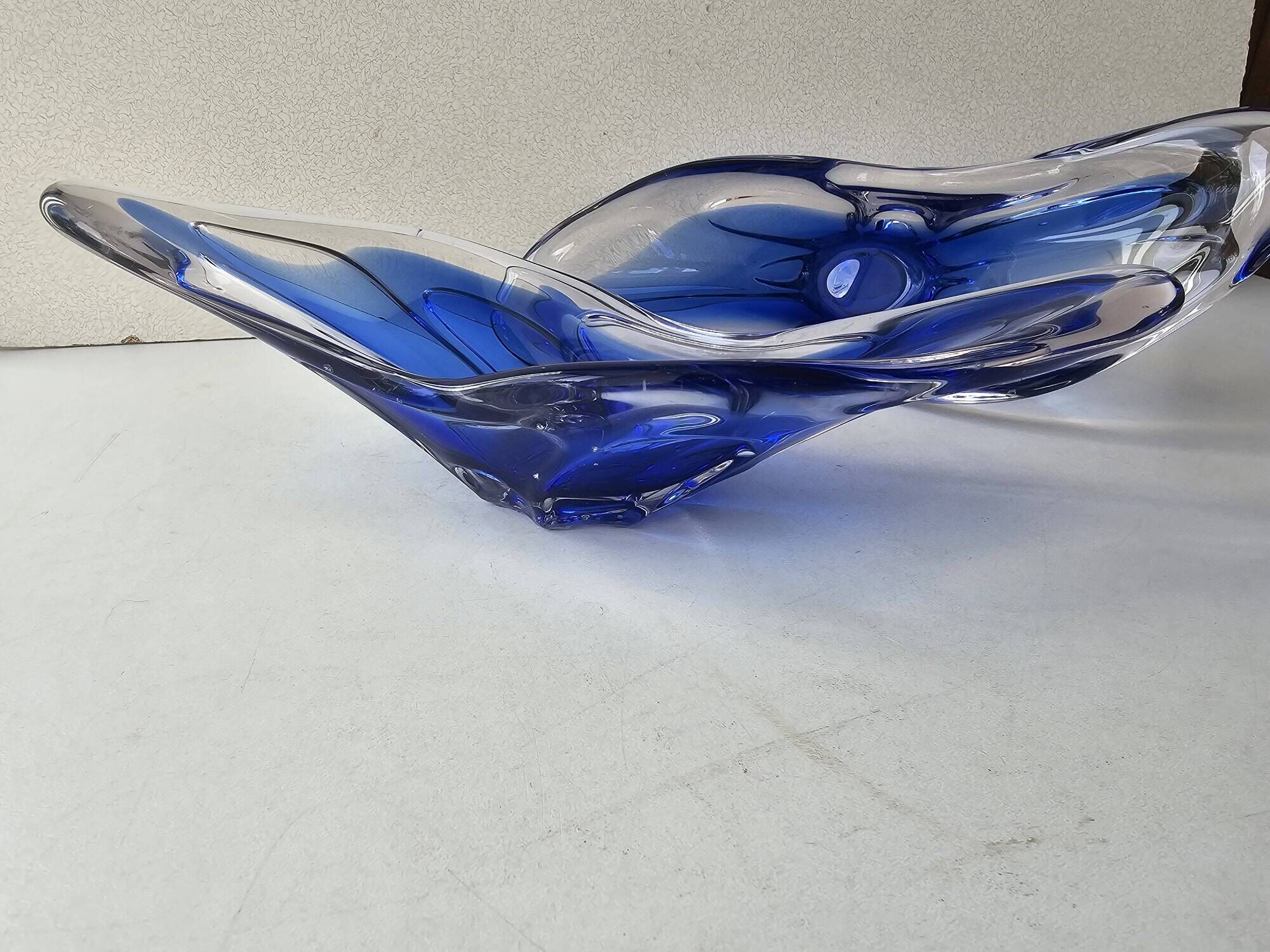 Set of 2 blue glass bowls in the style of Murano - Handmade