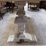 Industrial table with sandblasted top and bleached legs.