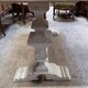 Industrial table with sandblasted top and bleached legs.