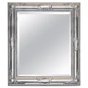 Bevelled Sculpted Silver Rectangular Mirror