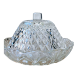 Chiseled glass butter tray