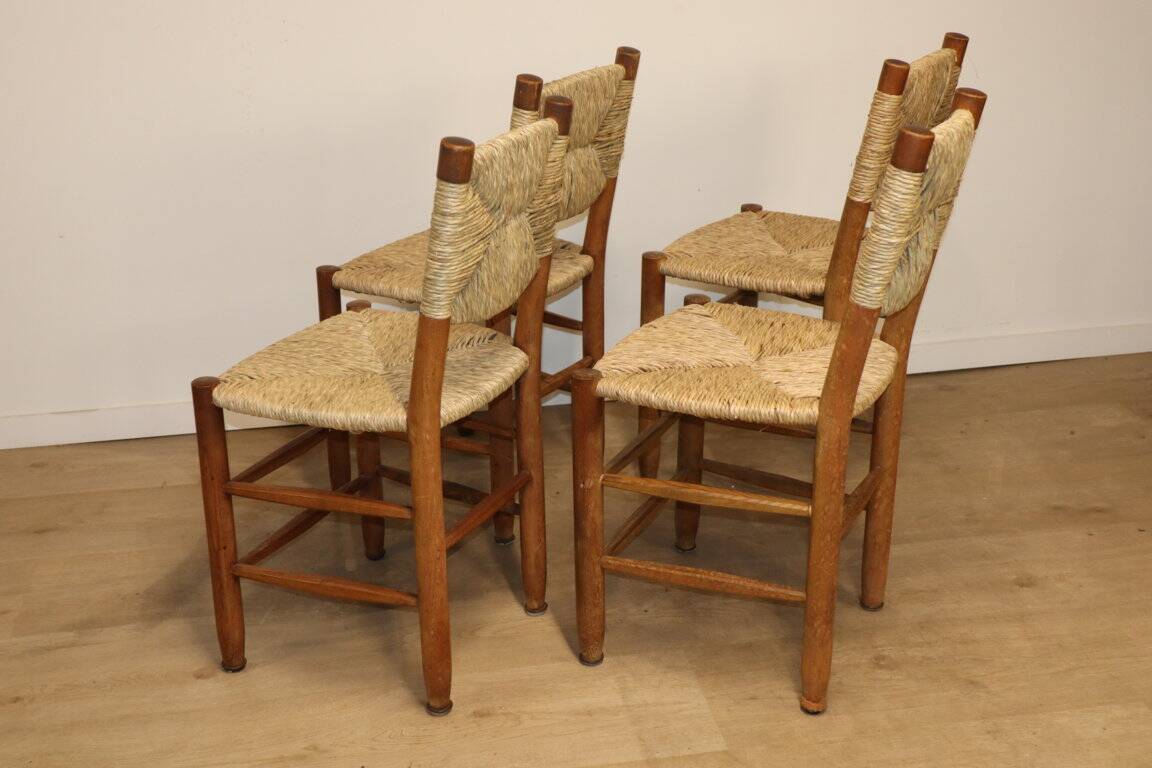 Series of 4 Charlotte Perriand Chairs Model "Bauche" BCB Edition