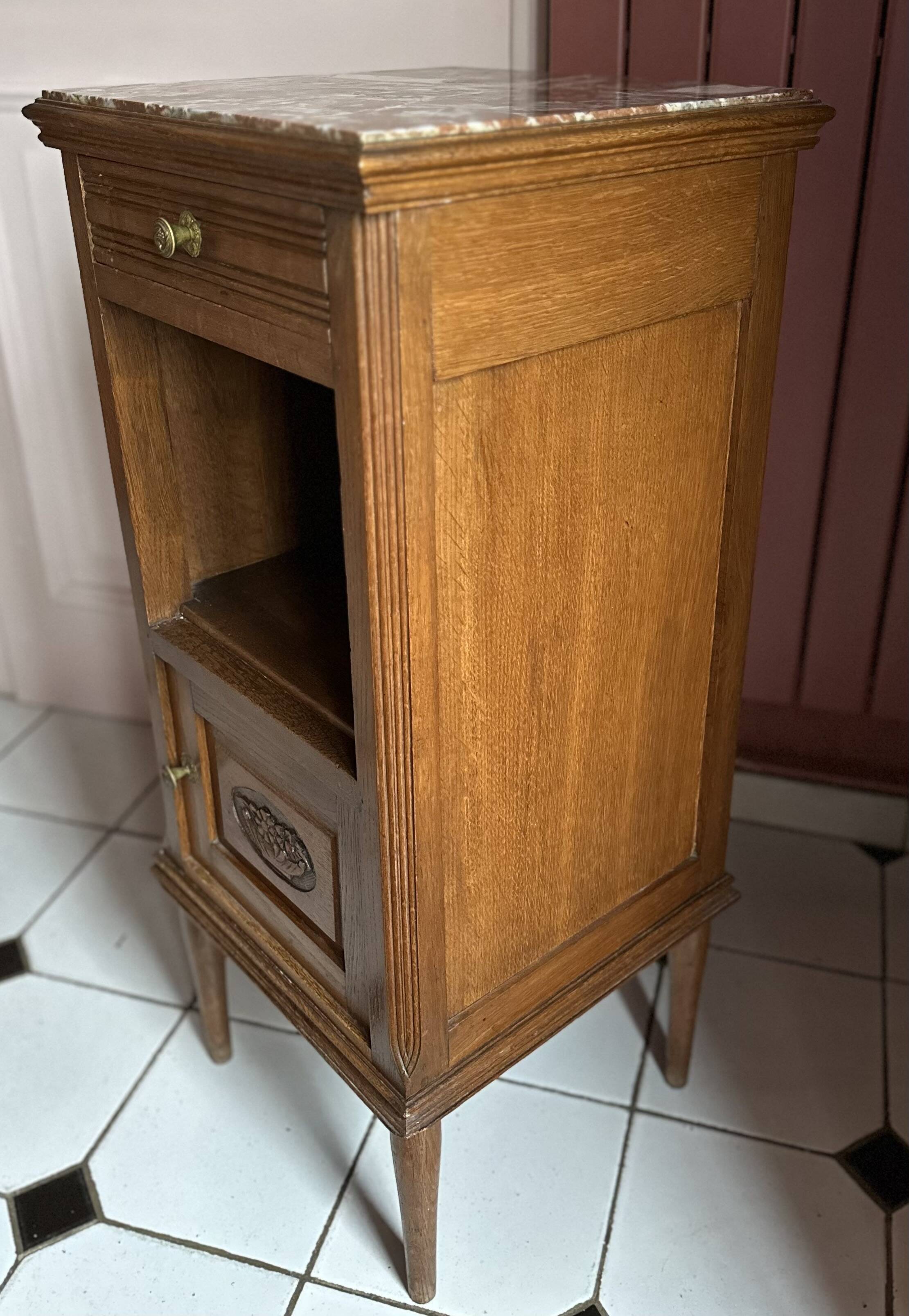 Small Art Deco bedside table with marble top