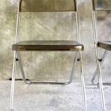 Pair of folding plexiglass and chrome metal chairs - space-age design 1970