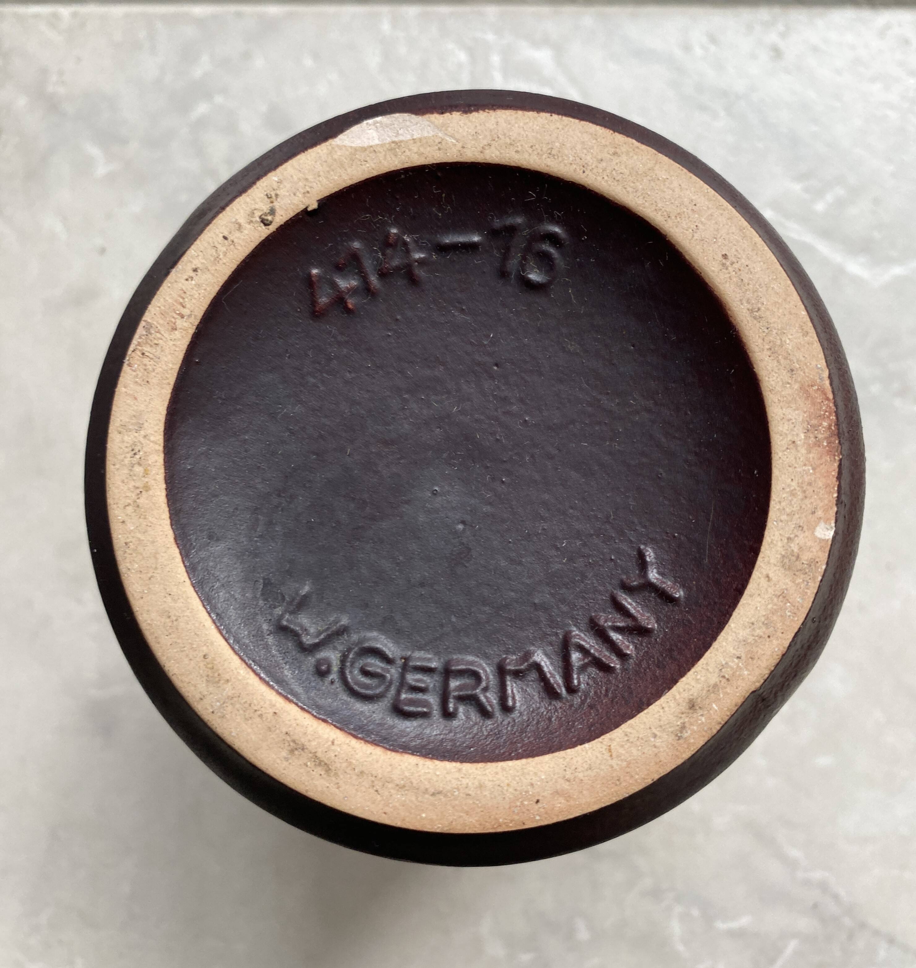 Brown fat lava vase by Scheurich model 414-16 West-Germany 1970s